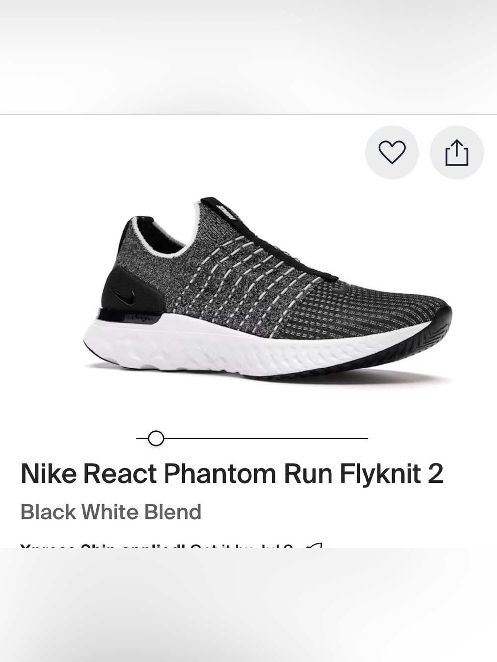 Nike Men’s Black and White Phantom React Slip-On Athletic Running Sneakers